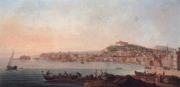 unknow artist Naples,a view of the bay from the marinella looking towards the molo and the castel dell ovo